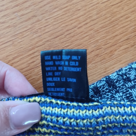 Vintage Tangiers 80's Style Blue / Yellow Retro Geometric Cardigan Grandpa Cozy - Picture 11 of 11